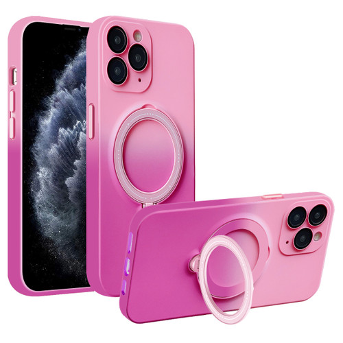 iPhone 11 Pro Max Gradient TPU MagSafe Holder Phone Case - Pink Red
