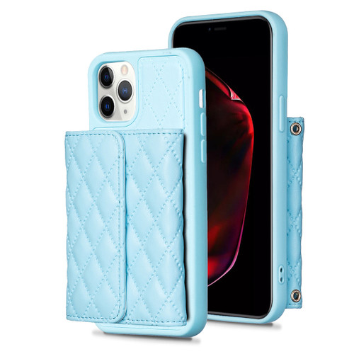 iPhone 11 Pro Max Horizontal Wallet Rhombic Leather Phone Case - Blue