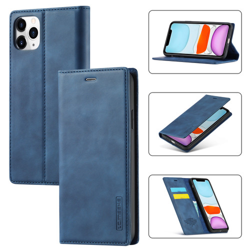 iPhone 11 Pro Max LC.IMEEKE Strong Magnetism Ultra-thin Horizontal Flip Shockproof Matte TPU + PU Leather Case with Holder & Card Slots & Wallet - Blue