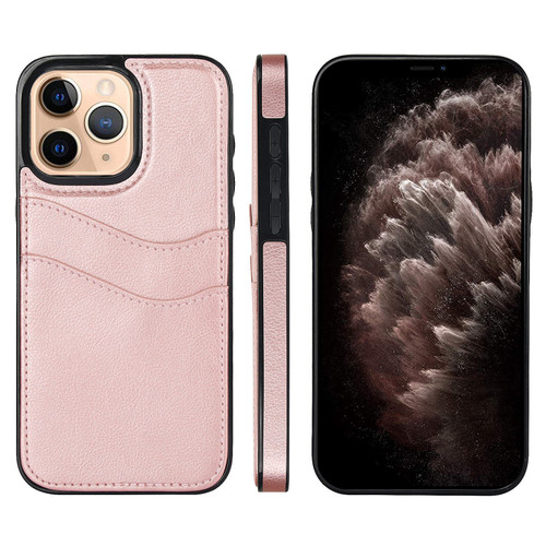 iPhone 11 Pro Max Litchi Leather Skin Card Slots Phone Case - Rose Gold