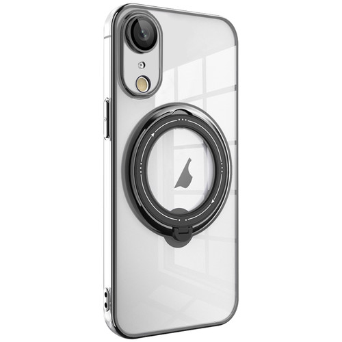 iPhone XR Electroplating MagSafe 360 Degree Rotation Holder Shockproof Phone Case - Black