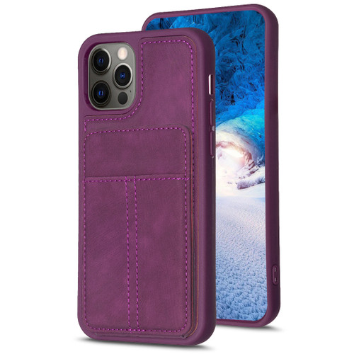 iPhone 11 Pro BF28 Frosted Card Bag Phone Case with Holder - Dark Purple
