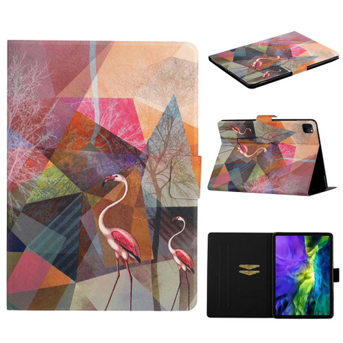 iPad 11 Pro - 2020 Horizontal Flip Leather Tablet Case with Holder & Card Slot & Sleep / Wake-up Function - Flamingo