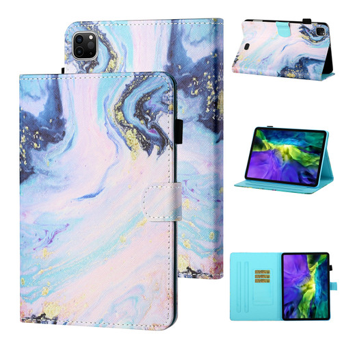 iPad Pro 11 - 2020 / - 2018 Coloured Drawing Stitching Horizontal Flip Leather Tablet Case with Holder & Card Slot & Sleep / Wake-up Function - Quicksand