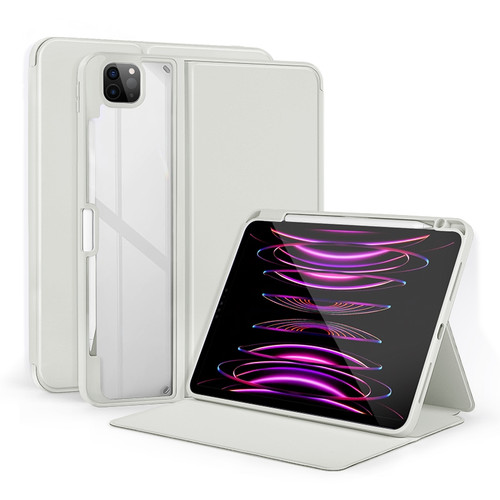 iPad Pro 11 2022/2021/2020/2018 2-Fold Clear Acrylic Leather Tablet Case - Light Grey