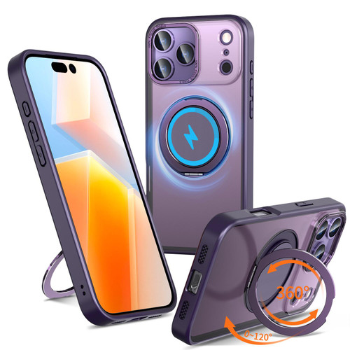 iPhone 17 Pro Max 360-degree Rotating MagSafe Magnetic Holder Phone Case - Purple