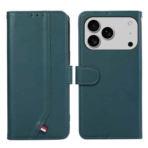 iPhone 17 Pro Max ABEEL Delicate Texture Splicing RFID Leather Phone Case - Green
