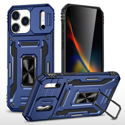 iPhone 17 Pro Max Armor PC + TPU Camera Shield Phone Case - Navy Blue