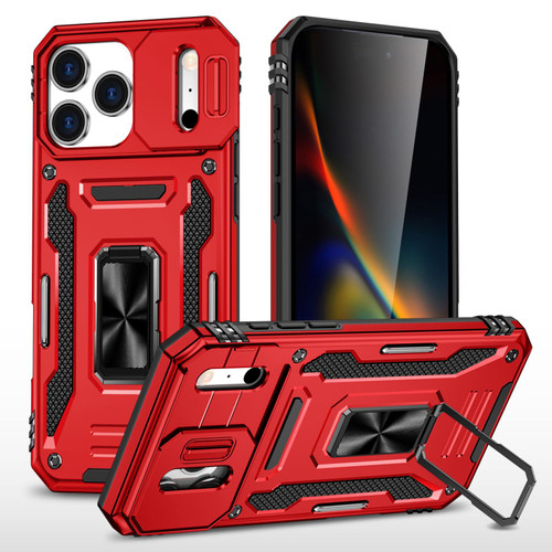 iPhone 17 Pro Max Armor PC + TPU Camera Shield Phone Case - Red
