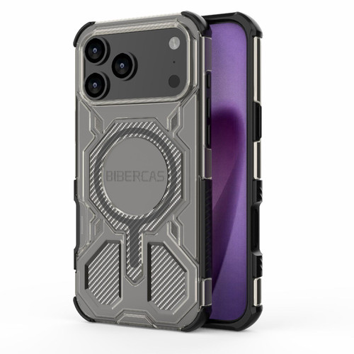 iPhone 17 Pro Max BIBERCAS Transparent Color Series MagSafe Air Bag Shockproof Phone Case - Black