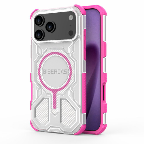 iPhone 17 Pro Max BIBERCAS Transparent Color Series MagSafe Air Bag Shockproof Phone Case - Pink