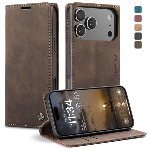 iPhone 17 Pro Max CaseMe 013 Multifunctional Horizontal Flip Leather Phone Case - Coffee