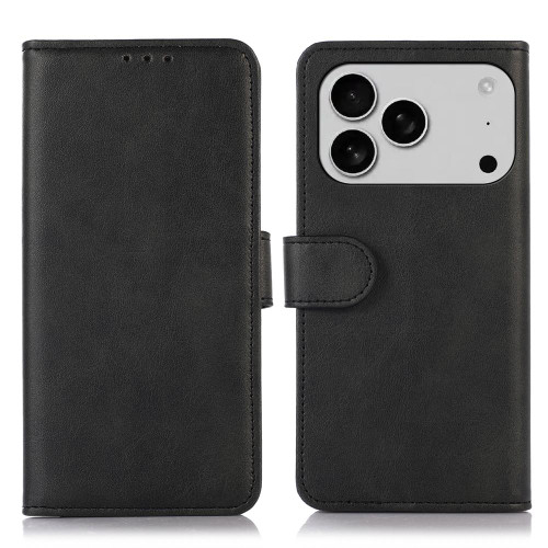 iPhone 17 Pro Max Cow Texture Leather Phone Case - Black