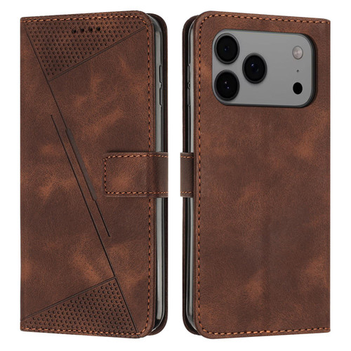 iPhone 17 Pro Max Dream Triangle Leather Phone Case with Lanyard - Brown