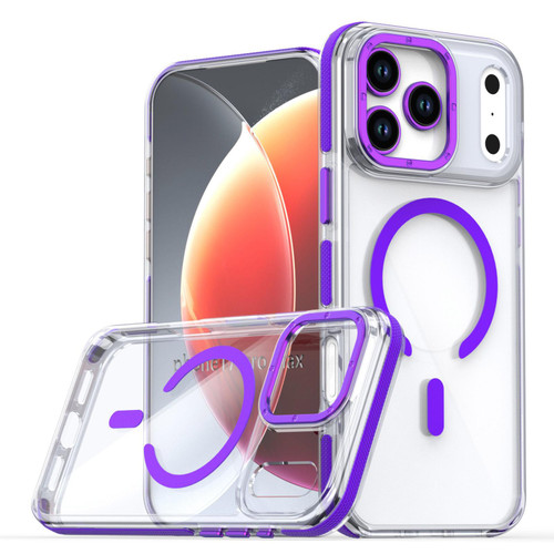iPhone 17 Pro Max Dual-Color Clear Acrylic Hybrid TPU MagSafe Phone Case - Purple