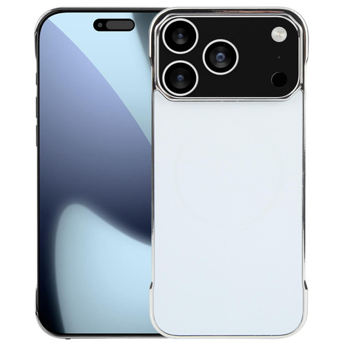 iPhone 17 Pro Max Electroplating Frameless Frosted Anti-Glare PC MagSafe Phone Case - Silver White
