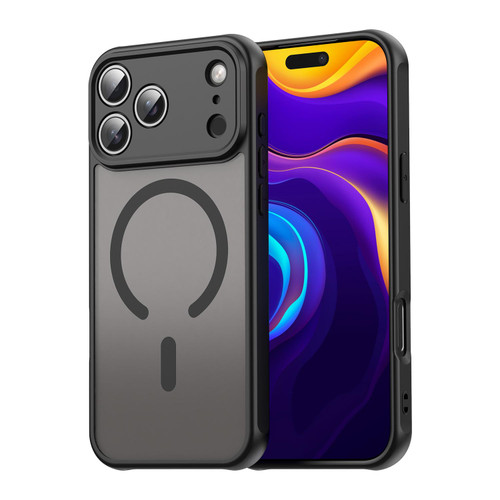 iPhone 17 Pro Max Fan Dun Series TPU Hybrid PC Frosted Magsafe Phone Case - Black