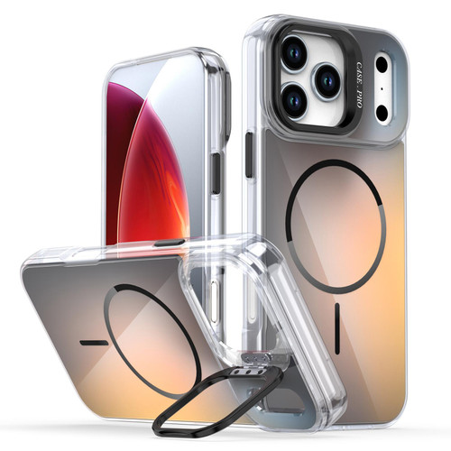 iPhone 17 Pro Max Gradient Discolor Lens Kickstand Magsafe Phone Case - Black