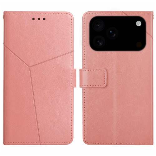 iPhone 17 Pro Max HT01 Y-shaped Pattern Flip Leather Phone Case - Pink