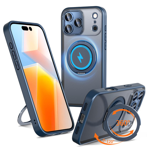iPhone 17 Pro Max Kalebol 360-degree Rotating MagSafe Magnetic Holder Phone Case - Blue