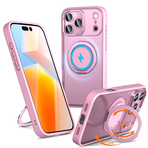 iPhone 17 Pro Max Kalebol 360-degree Rotating MagSafe Magnetic Holder Phone Case - Pink