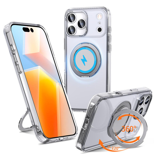 iPhone 17 Pro Max Kalebol 360-degree Rotating MagSafe Magnetic Holder Phone Case - Transparent