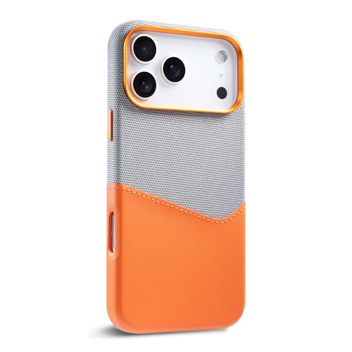 iPhone 17 Pro Max Kalebol Cloth Textue Stitching Card Slot Magnetic Phone Case - Orange