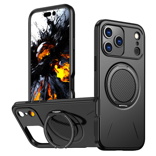 iPhone 17 Pro Max Kalebol Magnetic MagSafe Rotation Holder PC Phone Case - Black