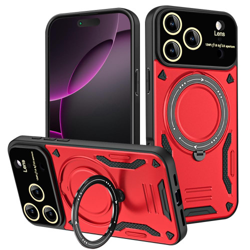 iPhone 17 Pro Max Large Window MagSafe Holder Phone Case - Red