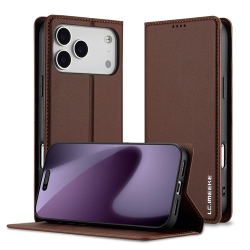 iPhone 17 Pro Max LC.IMEEKE L1 Series Frosted Fine Texture PU Phone Case - Brown