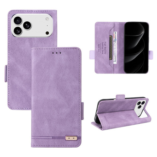 iPhone 17 Pro Max Magnetic Clasp Leather Phone Case - Purple