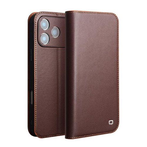 iPhone 17 Pro Max QIALINO Classic Gen2 Genuine Leather Phone Case - Brown
