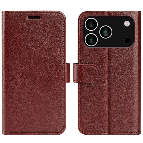 iPhone 17 Pro Max R64 Texture Horizontal Flip Leather Phone Case - Brown
