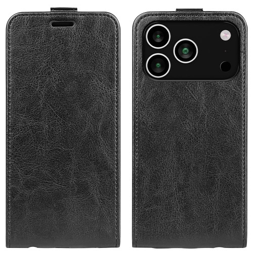iPhone 17 Pro Max R64 Texture Single Vertical Flip Leather Phone Case - Black