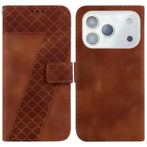 iPhone 17 Pro Max Seven-shaped Embossed Leather Phone Case - Brown