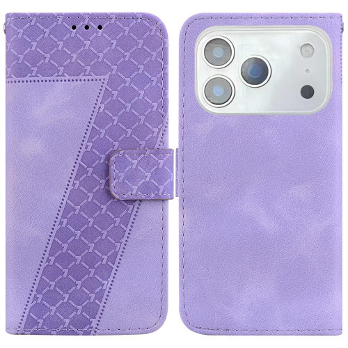 iPhone 17 Pro Max Seven-shaped Embossed Leather Phone Case - Purple