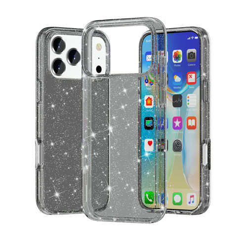 iPhone 17 Pro Max Shockproof Terminator Glitter Powder Phone Case - Black