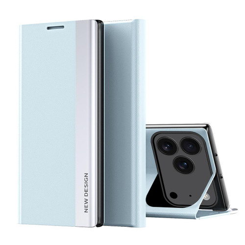 iPhone 17 Pro Max Side Electroplated Adsorption Leather Phone Case - Light Blue