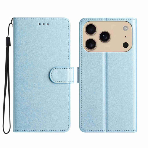iPhone 17 Pro Max Silk Texture Horizontal Flip Leather Phone Case - Light Blue