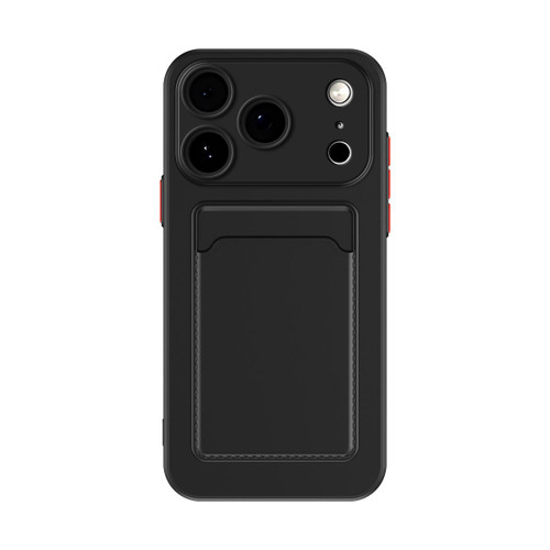 iPhone 17 Pro Max Skin Feel Card Contrast Color Button TPU Phone Case - Black