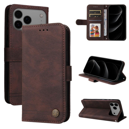iPhone 17 Pro Max Skin Feel Life Tree Leather Phone Case - Brown