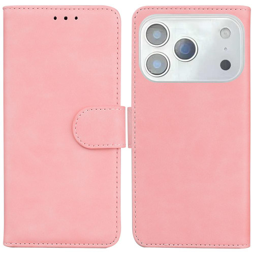 iPhone 17 Pro Max Skin Feel Pure Color Flip Leather Phone Case - Pink