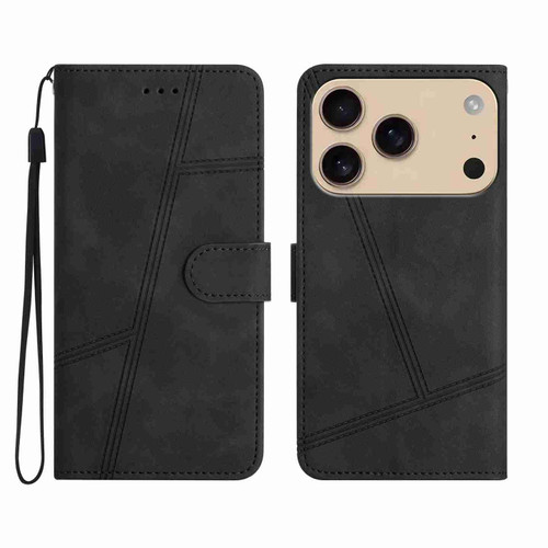 iPhone 17 Pro Max Skin-feel Stitching Leather Phone Case - Black