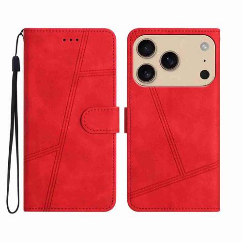 iPhone 17 Pro Max Skin-feel Stitching Leather Phone Case - Red