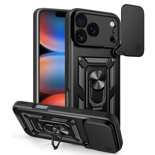 iPhone 17 Pro Max Sliding Camera Cover Design TPU+PC Phone Case - Black