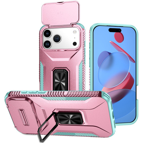 iPhone 17 Pro Max Sliding Camshield Holder Phone Case - Grey Green + Pink