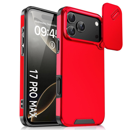 iPhone 17 Pro Max Sliding Camshield TPU + PC Phone Case - Red