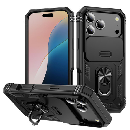 iPhone 17 Pro Max Sliding Camshield TPU + PC Phone Case with Holder - Black