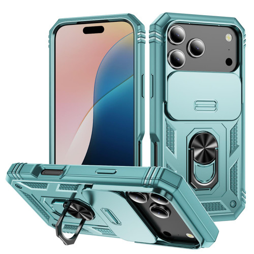 iPhone 17 Pro Max Sliding Camshield TPU + PC Phone Case with Holder - Green