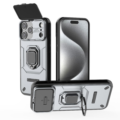 iPhone 17 Pro Max Sliding Camshield TPU + PC Shockproof Phone Case with Holder - Grey